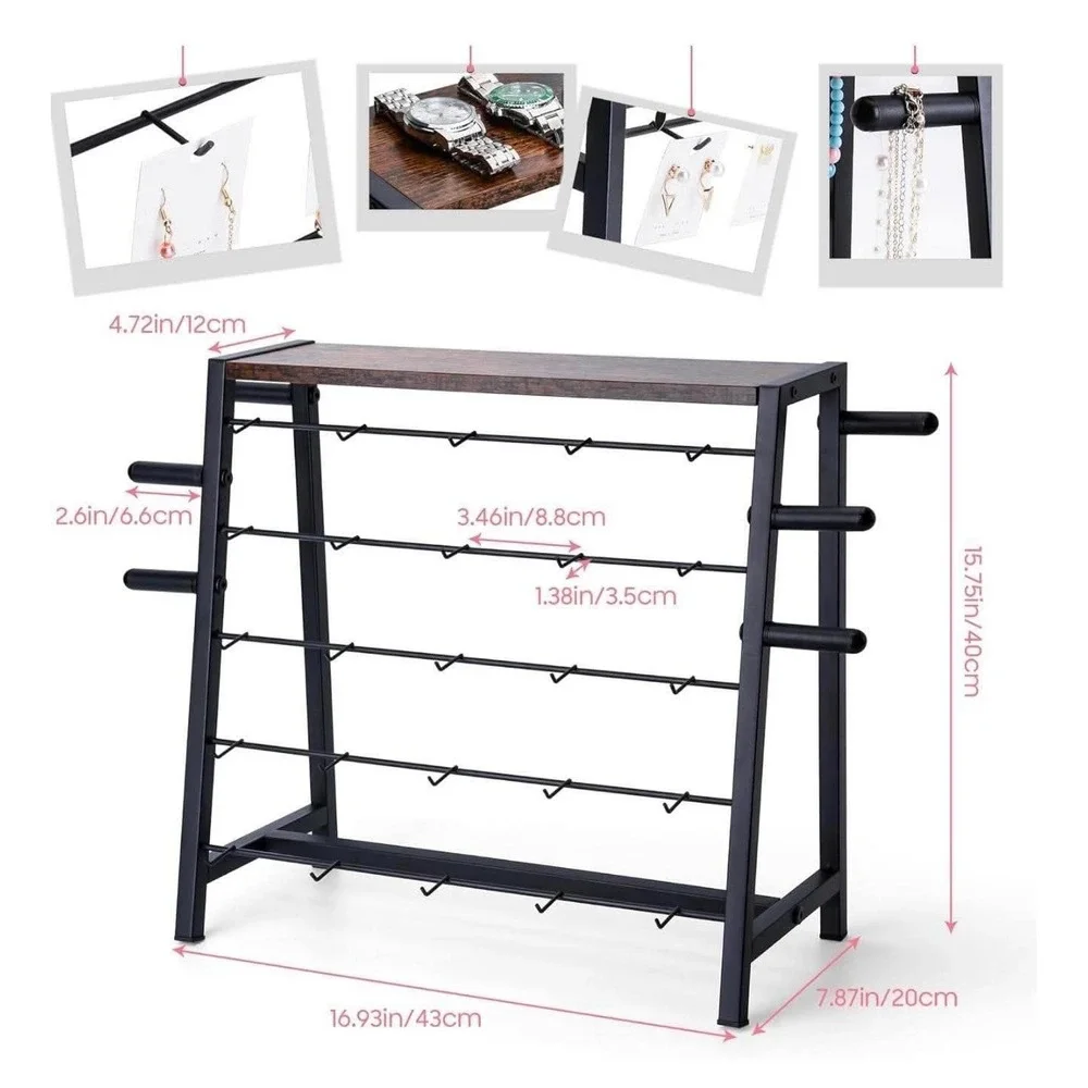 5 Tier Earring Design Stand Jewelry Organizer Stand With 31 Hooks Triangular Des